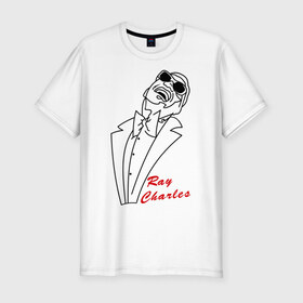 Мужская футболка премиум с принтом Ray Charles (1) в Екатеринбурге, 92% хлопок, 8% лайкра | приталенный силуэт, круглый вырез ворота, длина до линии бедра, короткий рукав | Тематика изображения на принте: 