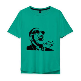 Мужская футболка хлопок Oversize с принтом Ray Charles (2) в Екатеринбурге, 100% хлопок | свободный крой, круглый ворот, “спинка” длиннее передней части | Тематика изображения на принте: charles | jazz | lash | ray | ray charles | музыка | рей | рей чарлз | чарлз