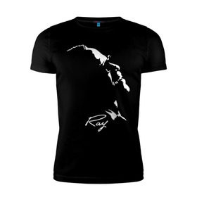 Мужская футболка премиум с принтом Ray Charles в Екатеринбурге, 92% хлопок, 8% лайкра | приталенный силуэт, круглый вырез ворота, длина до линии бедра, короткий рукав | Тематика изображения на принте: jazz | ray charles | джаз | музыка | рэй чарльз