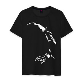 Мужская футболка хлопок с принтом Ray Charles в Екатеринбурге, 100% хлопок | прямой крой, круглый вырез горловины, длина до линии бедер, слегка спущенное плечо. | Тематика изображения на принте: jazz | ray charles | джаз | музыка | рэй чарльз