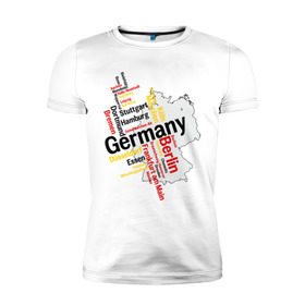 Мужская футболка премиум с принтом Германия (крупные города) в Екатеринбурге, 92% хлопок, 8% лайкра | приталенный силуэт, круглый вырез ворота, длина до линии бедра, короткий рукав | germany | германия | город | города | для туристов | туристические