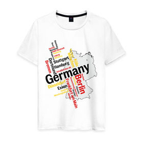 Мужская футболка хлопок с принтом Германия (крупные города) в Екатеринбурге, 100% хлопок | прямой крой, круглый вырез горловины, длина до линии бедер, слегка спущенное плечо. | germany | германия | город | города | для туристов | туристические