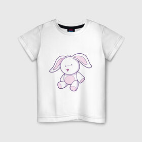 Детская футболка хлопок с принтом Любимый плюшевый зая в Екатеринбурге, 100% хлопок | круглый вырез горловины, полуприлегающий силуэт, длина до линии бедер | 