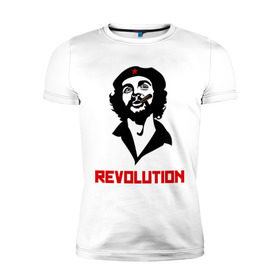 Мужская футболка премиум с принтом Che Guevara Revolution в Екатеринбурге, 92% хлопок, 8% лайкра | приталенный силуэт, круглый вырез ворота, длина до линии бедра, короткий рукав | че гевара