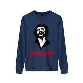 Женский свитшот хлопок с принтом Che Guevara Revolution в Екатеринбурге, 100% хлопок | прямой крой, круглый вырез, на манжетах и по низу широкая трикотажная резинка  | че гевара