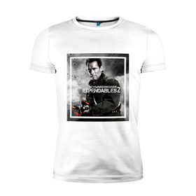 Мужская футболка премиум с принтом Schwarzenegger в Екатеринбурге, 92% хлопок, 8% лайкра | приталенный силуэт, круглый вырез ворота, длина до линии бедра, короткий рукав | expendables | schwarzenegger | арни | кино. фильмы | неудержимые | шварценеггер