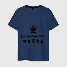 Мужская футболка хлопок с принтом Grandmaster в Екатеринбурге, 100% хлопок | прямой крой, круглый вырез горловины, длина до линии бедер, слегка спущенное плечо. | grandmaster | гросмейстер | гроссмейстер | шахматист | шахматы