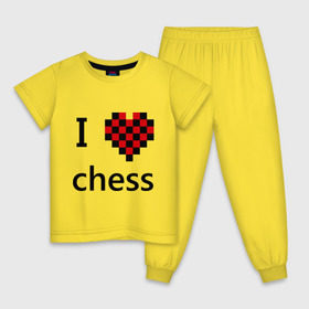 Детская пижама хлопок с принтом I love chess в Екатеринбурге, 100% хлопок |  брюки и футболка прямого кроя, без карманов, на брюках мягкая резинка на поясе и по низу штанин
 | chess | i love chess | шахматы | я люблю шахматы