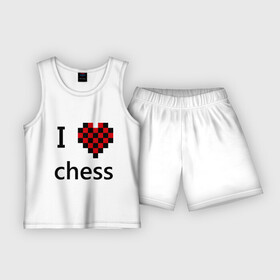 Детская пижама с шортами хлопок с принтом I love chess в Екатеринбурге,  |  | chess | i love chess | шахматы | я люблю шахматы
