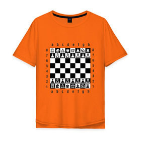 Мужская футболка хлопок Oversize с принтом Шахматная достка в Екатеринбурге, 100% хлопок | свободный крой, круглый ворот, “спинка” длиннее передней части | шахматист | шахматная доска | шахматы