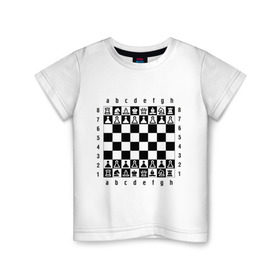 Детская футболка хлопок с принтом Шахматная достка в Екатеринбурге, 100% хлопок | круглый вырез горловины, полуприлегающий силуэт, длина до линии бедер | Тематика изображения на принте: шахматист | шахматная доска | шахматы