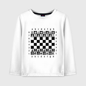 Детский лонгслив хлопок с принтом Шахматная достка в Екатеринбурге, 100% хлопок | круглый вырез горловины, полуприлегающий силуэт, длина до линии бедер | шахматист | шахматная доска | шахматы