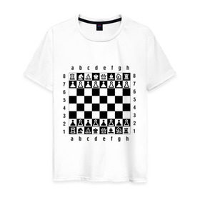 Мужская футболка хлопок с принтом Шахматная достка в Екатеринбурге, 100% хлопок | прямой крой, круглый вырез горловины, длина до линии бедер, слегка спущенное плечо. | Тематика изображения на принте: шахматист | шахматная доска | шахматы