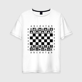 Женская футболка хлопок Oversize с принтом Шахматная достка в Екатеринбурге, 100% хлопок | свободный крой, круглый ворот, спущенный рукав, длина до линии бедер
 | шахматист | шахматная доска | шахматы