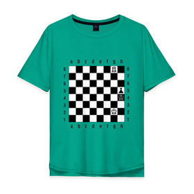 Мужская футболка хлопок Oversize с принтом Шахматная комбинация 1 в Екатеринбурге, 100% хлопок | свободный крой, круглый ворот, “спинка” длиннее передней части | комбинация | шахматист | шахматная доска | шахматы