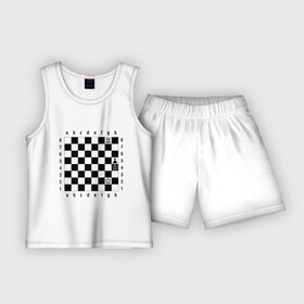 Детская пижама с шортами хлопок с принтом Шахматная комбинация 1 в Екатеринбурге,  |  | комбинация | шахматист | шахматная доска | шахматы