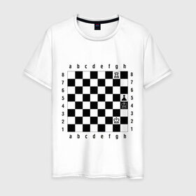 Мужская футболка хлопок с принтом Шахматная комбинация 1 в Екатеринбурге, 100% хлопок | прямой крой, круглый вырез горловины, длина до линии бедер, слегка спущенное плечо. | комбинация | шахматист | шахматная доска | шахматы