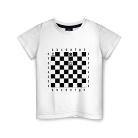 Детская футболка хлопок с принтом Комбинация шах и мат в Екатеринбурге, 100% хлопок | круглый вырез горловины, полуприлегающий силуэт, длина до линии бедер | checkmate | мат | шах | шах и мат | шахматист | шахматная доска | шахматы