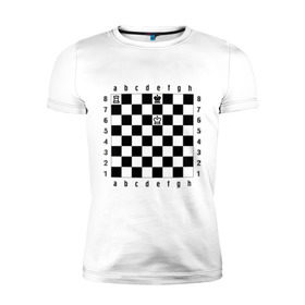Мужская футболка премиум с принтом Комбинация шах и мат в Екатеринбурге, 92% хлопок, 8% лайкра | приталенный силуэт, круглый вырез ворота, длина до линии бедра, короткий рукав | checkmate | мат | шах | шах и мат | шахматист | шахматная доска | шахматы