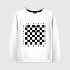 Детский лонгслив хлопок с принтом Комбинация шах и мат в Екатеринбурге, 100% хлопок | круглый вырез горловины, полуприлегающий силуэт, длина до линии бедер | checkmate | мат | шах | шах и мат | шахматист | шахматная доска | шахматы