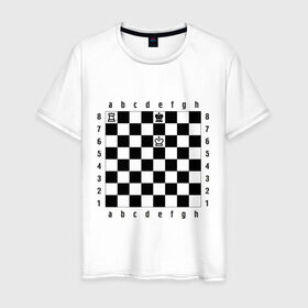 Мужская футболка хлопок с принтом Комбинация шах и мат в Екатеринбурге, 100% хлопок | прямой крой, круглый вырез горловины, длина до линии бедер, слегка спущенное плечо. | checkmate | мат | шах | шах и мат | шахматист | шахматная доска | шахматы