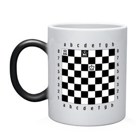 Кружка хамелеон с принтом Комбинация Шах в Екатеринбурге, керамика | меняет цвет при нагревании, емкость 330 мл | checkmate | мат | шах | шах и мат | шахматист | шахматная доска | шахматы