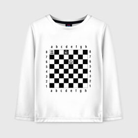 Детский лонгслив хлопок с принтом Комбинация Шах в Екатеринбурге, 100% хлопок | круглый вырез горловины, полуприлегающий силуэт, длина до линии бедер | checkmate | мат | шах | шах и мат | шахматист | шахматная доска | шахматы