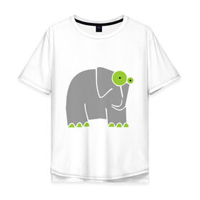 Мужская футболка хлопок Oversize с принтом Веселый слоник в Екатеринбурге, 100% хлопок | свободный крой, круглый ворот, “спинка” длиннее передней части | слон