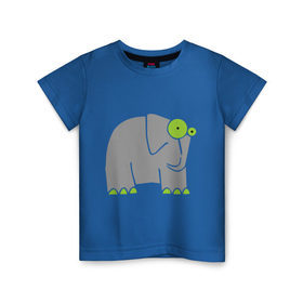 Детская футболка хлопок с принтом Веселый слоник в Екатеринбурге, 100% хлопок | круглый вырез горловины, полуприлегающий силуэт, длина до линии бедер | Тематика изображения на принте: слон