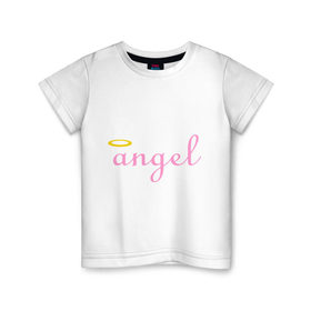 Детская футболка хлопок с принтом Angel Girl Print в Екатеринбурге, 100% хлопок | круглый вырез горловины, полуприлегающий силуэт, длина до линии бедер | angel | angel girl | ангел | девушка ангел | девушкам | нимба