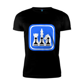 Мужская футболка премиум с принтом белые-черные в Екатеринбурге, 92% хлопок, 8% лайкра | приталенный силуэт, круглый вырез ворота, длина до линии бедра, короткий рукав | chess | дорожный знак | знак | шахматы