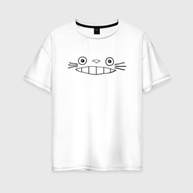Женская футболка хлопок Oversize с принтом totoro face в Екатеринбурге, 100% хлопок | свободный крой, круглый ворот, спущенный рукав, длина до линии бедер
 | totoro | аниме | анимэ | тоторо