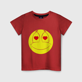 Детская футболка хлопок с принтом Влюбленный смайлик в Екатеринбурге, 100% хлопок | круглый вырез горловины, полуприлегающий силуэт, длина до линии бедер | smile | любовь | смайл | смайлик | улыбка
