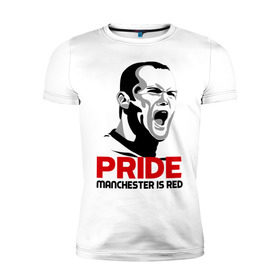 Мужская футболка премиум с принтом Pride Rooney в Екатеринбурге, 92% хлопок, 8% лайкра | приталенный силуэт, круглый вырез ворота, длина до линии бедра, короткий рукав | manchester unided | манчестер | манчестр юнайтед | прайд руни
