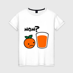 Женская футболка хлопок с принтом Грустный апельсин в Екатеринбурге, 100% хлопок | прямой крой, круглый вырез горловины, длина до линии бедер, слегка спущенное плечо | orange | апельсин | напиток | сок | стакан | фрукты