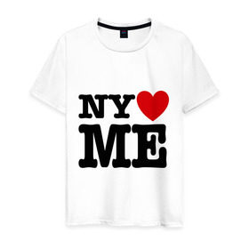Мужская футболка хлопок с принтом Ny love me нью йорк любит меня в Екатеринбурге, 100% хлопок | прямой крой, круглый вырез горловины, длина до линии бедер, слегка спущенное плечо. | i love | ny love me | нью йорк любит меня | я люблю