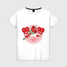 Женская футболка хлопок с принтом Valentine1 в Екатеринбурге, 100% хлопок | прямой крой, круглый вырез горловины, длина до линии бедер, слегка спущенное плечо | 