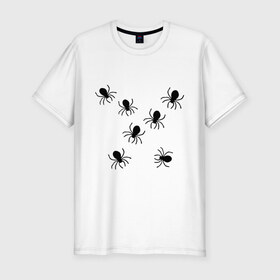 Мужская футболка премиум с принтом пауки в Екатеринбурге, 92% хлопок, 8% лайкра | приталенный силуэт, круглый вырез ворота, длина до линии бедра, короткий рукав | животные | насекомые | паучки