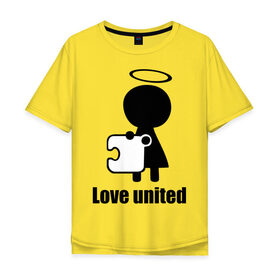 Мужская футболка хлопок Oversize с принтом Love united женская в Екатеринбурге, 100% хлопок | свободный крой, круглый ворот, “спинка” длиннее передней части | love united | love united женская | для двоих | парные
