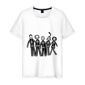 Мужская футболка хлопок с принтом Отбросы -скелеты в Екатеринбурге, 100% хлопок | прямой крой, круглый вырез горловины, длина до линии бедер, слегка спущенное плечо. | missfit | отбросы | сериалы | скелеты