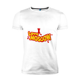Мужская футболка премиум с принтом I love MOSCOW (3) в Екатеринбурге, 92% хлопок, 8% лайкра | приталенный силуэт, круглый вырез ворота, длина до линии бедра, короткий рукав | i love moscow | moscow | город | города | москва | я люблю москву
