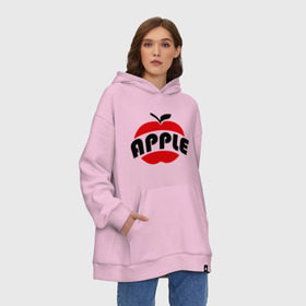Худи SuperOversize хлопок с принтом Яблоко apple в Екатеринбурге, 70% хлопок, 30% полиэстер, мягкий начес внутри | карман-кенгуру, эластичная резинка на манжетах и по нижней кромке, двухслойный капюшон
 | apple | яблоко