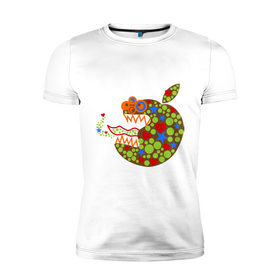Мужская футболка премиум с принтом Зубастый apple в Екатеринбурге, 92% хлопок, 8% лайкра | приталенный силуэт, круглый вырез ворота, длина до линии бедра, короткий рукав | apple | зубастый эппл | яблоко