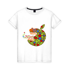 Женская футболка хлопок с принтом Зубастый apple в Екатеринбурге, 100% хлопок | прямой крой, круглый вырез горловины, длина до линии бедер, слегка спущенное плечо | apple | зубастый эппл | яблоко