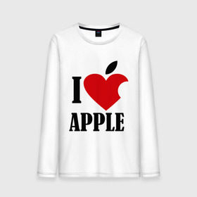 Мужской лонгслив хлопок с принтом i love apple с листиком в Екатеринбурге, 100% хлопок |  | apple | джобс | телефон | яблоко