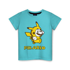 Детская футболка хлопок с принтом Pikario в Екатеринбурге, 100% хлопок | круглый вырез горловины, полуприлегающий силуэт, длина до линии бедер | марио