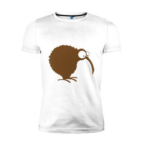Мужская футболка премиум с принтом Птичка киви в Екатеринбурге, 92% хлопок, 8% лайкра | приталенный силуэт, круглый вырез ворота, длина до линии бедра, короткий рукав | животные | киви | птица | птицы | птички