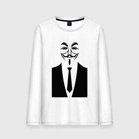 Мужской лонгслив хлопок с принтом Business Anonymous в Екатеринбурге, 100% хлопок |  | anonymous | business | business anonymous | vendetta