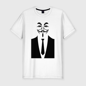 Мужская футболка премиум с принтом Business Anonymous в Екатеринбурге, 92% хлопок, 8% лайкра | приталенный силуэт, круглый вырез ворота, длина до линии бедра, короткий рукав | anonymous | business | business anonymous | vendetta