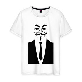 Мужская футболка хлопок с принтом Business Anonymous в Екатеринбурге, 100% хлопок | прямой крой, круглый вырез горловины, длина до линии бедер, слегка спущенное плечо. | anonymous | business | business anonymous | vendetta